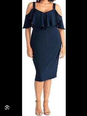 Gianni Bini Dress blue green size Med stretchy material layered low cut …